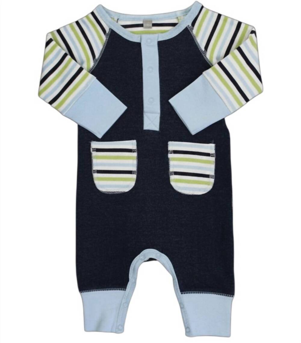 NEW COCCOLI kids denim stripe romper in blue